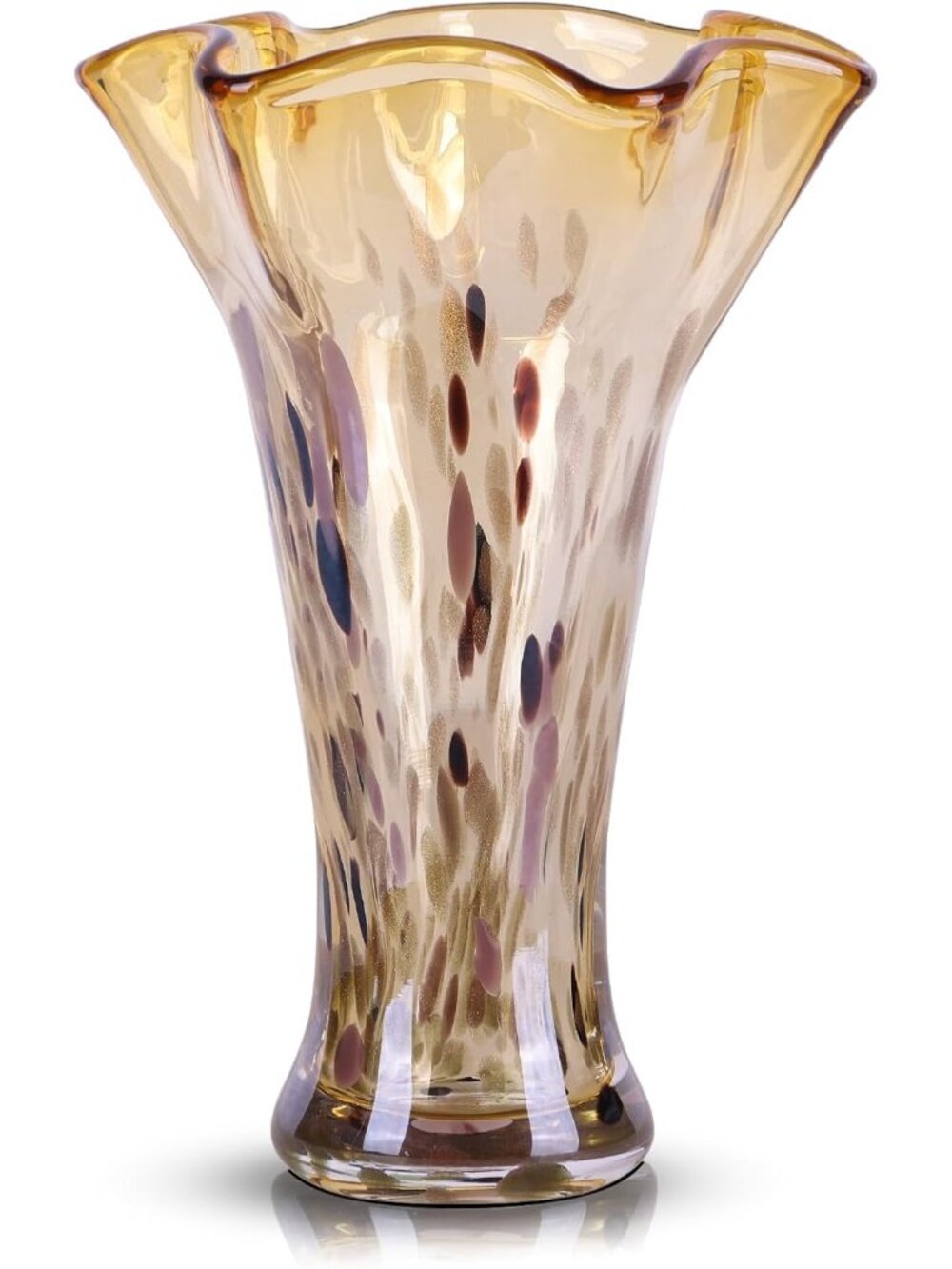 9.0 Gold Glass Unique Hand Blown Glass Vases for Flower Bouquet Shelf Decorative